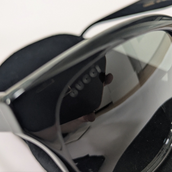 Gucci Women Square Sunglasses GG0800SA 001 Black/Grey Lens 56mm Authentic - Picture 5 of 10